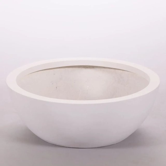 Pflanzkübel Fiberglas Schale rund von Elegant Einrichten in Perlmutt-Weiß, Durchmesser: 34 cm, Höhe: 12 cm - Bild 1