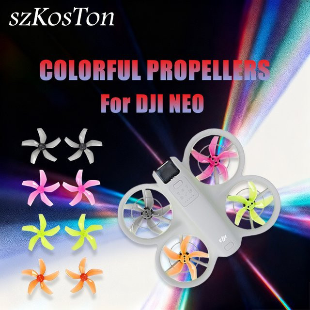 DJI NEO Propeller Set mit 5 geräuscharmen Schnellverschluss-Propellern in Pink und Multicolour - Bild 1