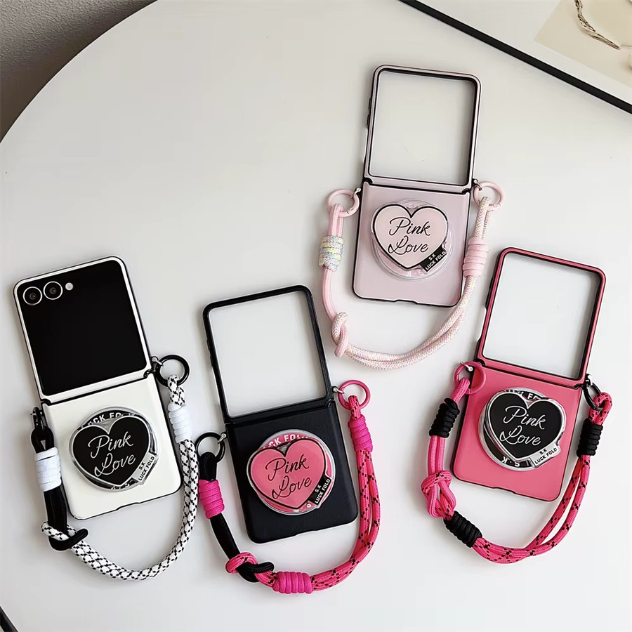 Magnetische 3-in-1 Schutzhülle mit abnehmbarem Ständer und Handschlaufe für Samsung Galaxy Z Flip 7 6 5 4 3 FE in Pink - Bild 2