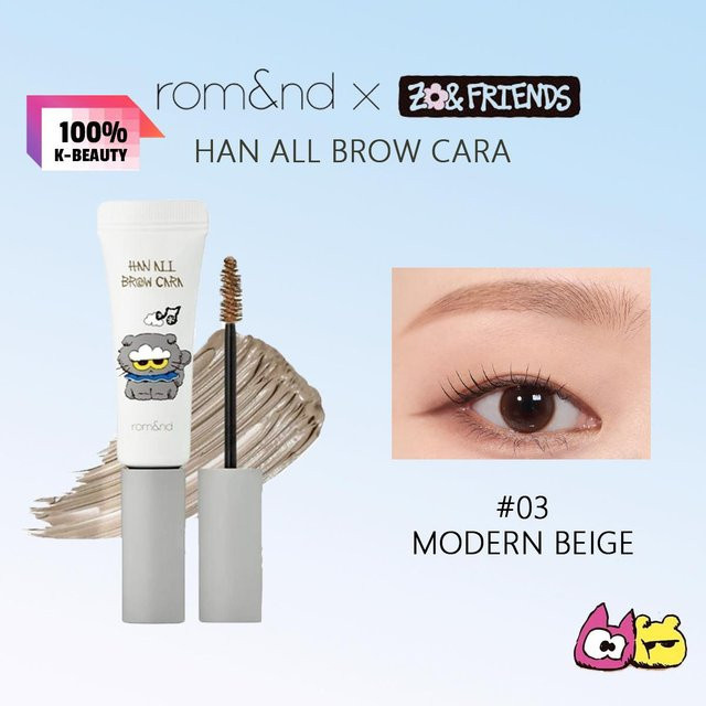 rom&nd X ZO&FRIENDS HAN ALL BROW CARA, 03 Modern Beige, Matt - Bild 1