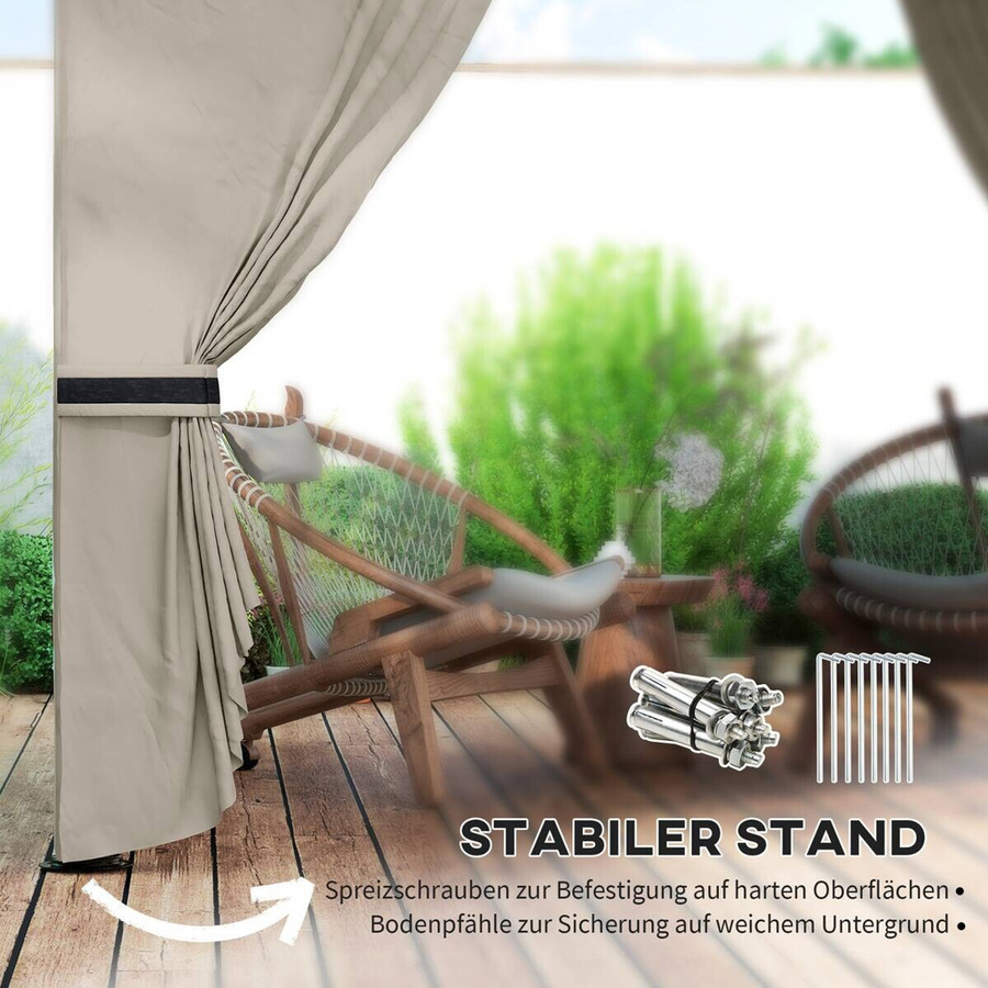 Outsunny Pavillon aus Metall in Hellgrau mit modernem Design, B/H/L: 335 x 285 x 335 cm - Bild 4