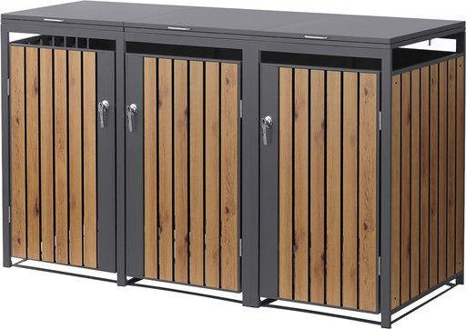 ML-Design Mülltonnenbox für 3 Mülltonnen bis 240L in Anthrazit mit Eichenoptik, B/T/H: 200 x 80 x 120 cm - Bild 1