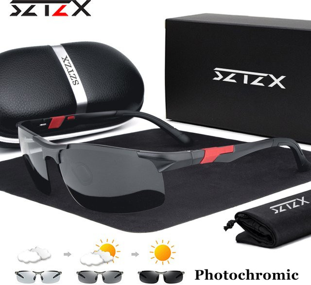 SZTZX Sportsonnenbrille, randlos, Aluminium, polarisiert, Männer - Bild 1