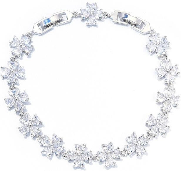 YIRAN Armband, Vierblättriges Kleeblatt, Zirkon, Weißgold, Damen - Bild 1