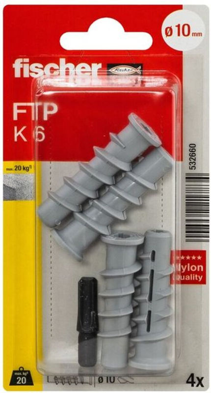 Fischer Porenbetondübel FTP K 6 K NV aus Nylon in Grau, Länge: 50 mm - Bild 2