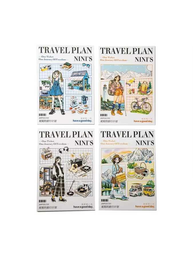 Nini's Travel Plan Series Dual-Material-Stickerbuch mit Original-Landschaft Designs in Multicolour zum Basteln und Verzieren - Bild 2