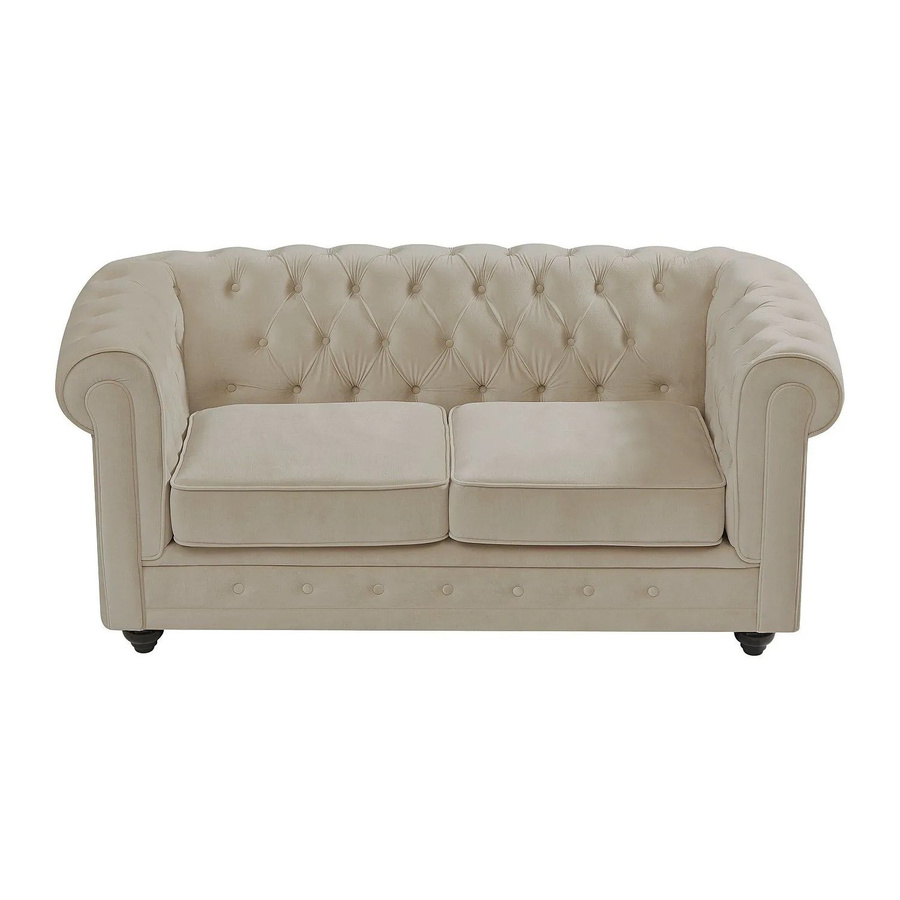 Vente-unique Chesterfield Sofa aus Samt in Beige, Breite: 165 cm - Bild 2