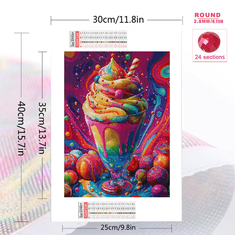 Momoart Diamantmalerei Eiscreme-Landschaft DIY Mosaik Wandkunst in Mehrfarbig - Bild 2