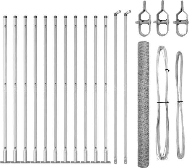 vidaXL Maschenzaun aus Stahl in Silber, B/H: 25 x 140 cm, 50 mm Maschenweite - Bild 1