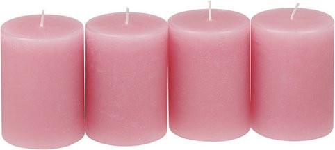 Steinhart Stumpenkerzen Raureif 4er-Set pink, Durchmesser: 6,8 cm, Höhe: 9,0 cm - Bild 1