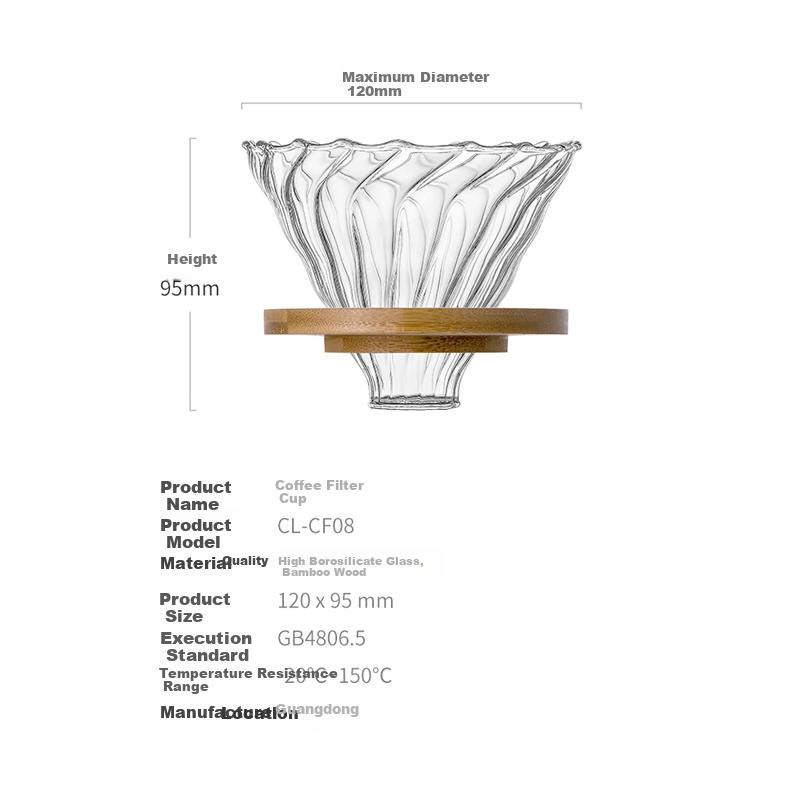CLITON Pour-Over Kaffeefilter CL-CF08, manuelle Kaffeemaschine mit Filterkorb, transparent, für 1-4 Tassen - Bild 2