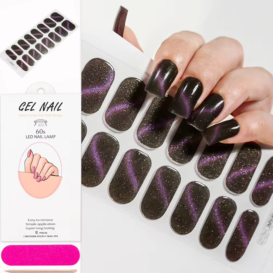 HotPress Cat Eye Gel Nagelfolien mit Glitzerpulver, Schimmernd - Bild 2