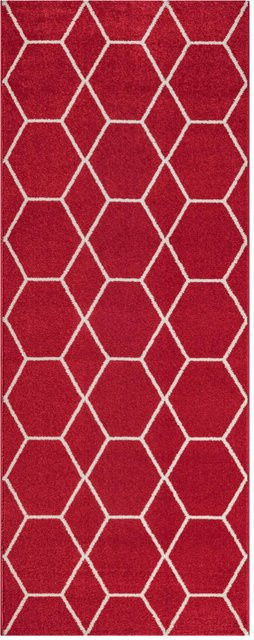 Sanat Teppich Trellis rot modern geometrisch B/L: 80 x 200 cm - Bild 1
