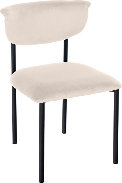 CLP Esszimmerstuhl Gambell Polsterstuhl mit Samtbezug und schwarzem Metallgestell in Beige - Bild 1