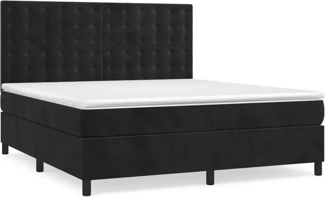 vidaXL Boxspringbett mit Matratze in Schwarz, Hybrid-Design aus Samt, B/T: 180 x 200 cm - Bild 1