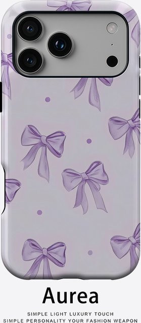 Potdemiel Handyhülle mit lila Schleife und Punkten für iPhone 17 16 15 14 13 Pro Max Plus, robuste doppelschichtige magnetische Schutzhülle in Lila - Bild 1