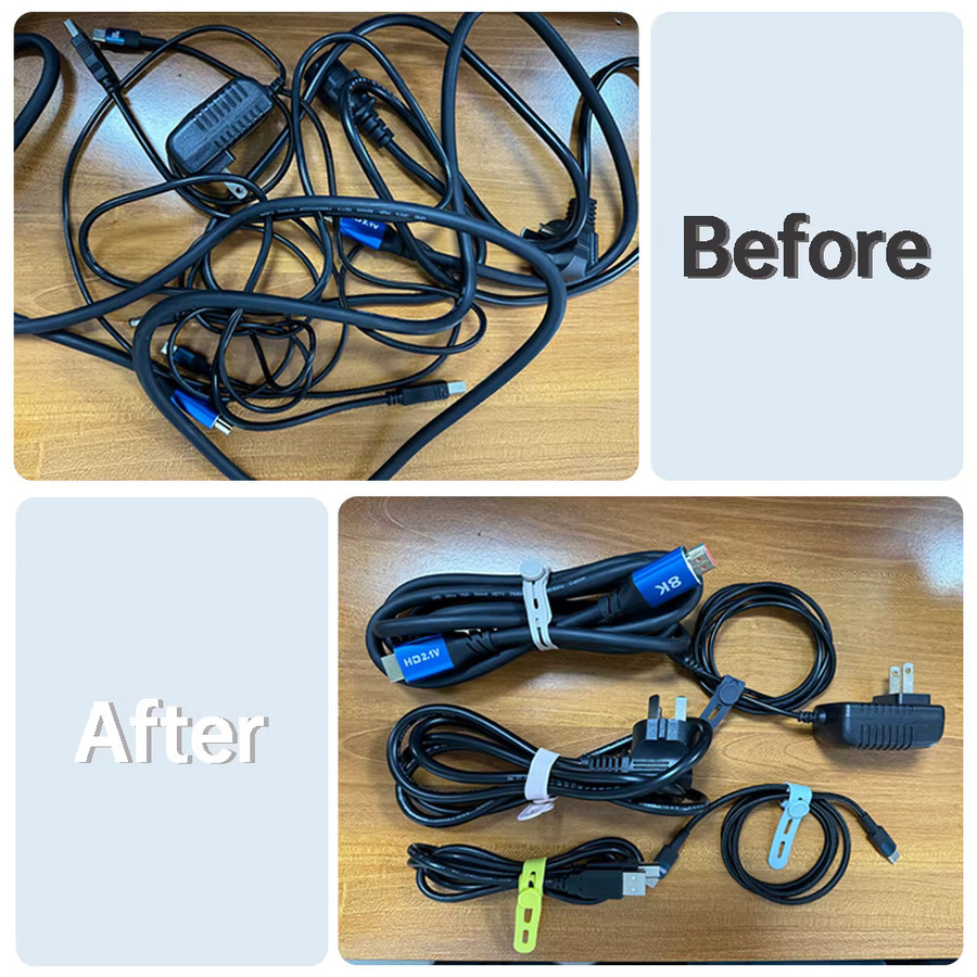 NNBILI Silikon-Kabelbinder in Grau, wiederverwendbare elastische Kabel-Organizer für deine Reise und den Alltag - Bild 3