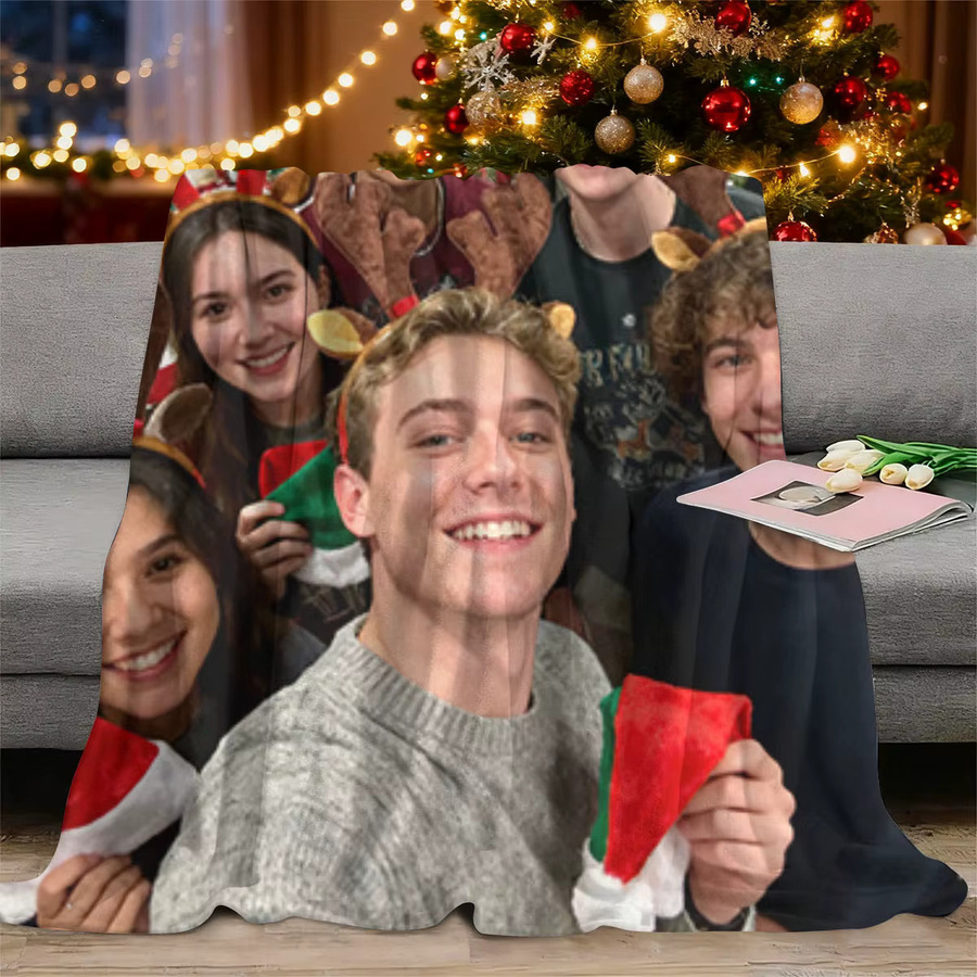 Personalisierte Weihnachts-Fotodecke von SRH aus weichem Flanell, individuell gestaltbare Fotodecke in Multicolour für Sofa und Bett - Bild 3