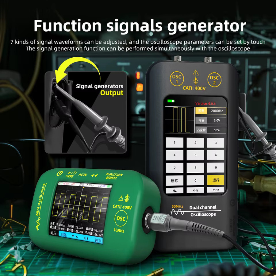 BSIDE O2 Touchscreen-Oszilloskop Signalgenerator Handgerät 50MHz Zweikanal-Digitaloszilloskop in Schwarz mit 3,98-Zoll-Display - Bild 4