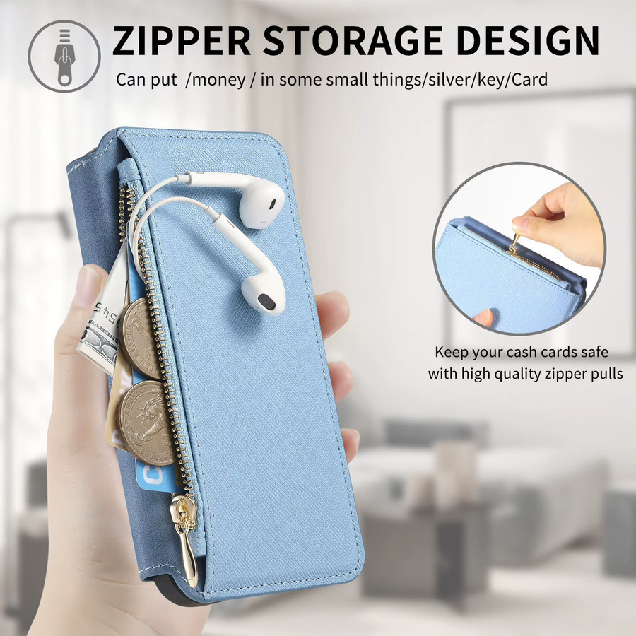2-in-1 Magnetische Ledertasche mit abnehmbarem Reißverschluss-Kartenfach für Samsung S25 Ultra S24 FE S23 Plus A16 A06 A56 A26 A36 Cover in Gelb oder Blau - Bild 2