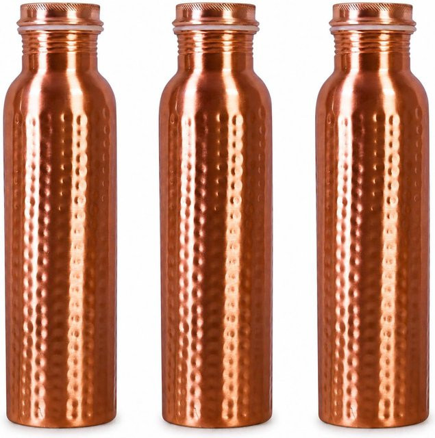 TANIRIKA HANDICRAFT Nirmal Ganga Gehämmertes Kupferflasche 1l 3er-Pack Blau - Bild 1