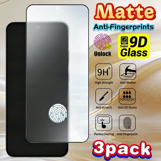 3er-Pack Mattierter Displayschutz aus gehärtetem Glas für Samsung Galaxy S26 Ultra, S26+, S26, S25 Ultra, S25, S25+, S24 Ultra, S24+, S24, S23+, S23, S22+, S22 mit 9H Härtegrad - Bild 1