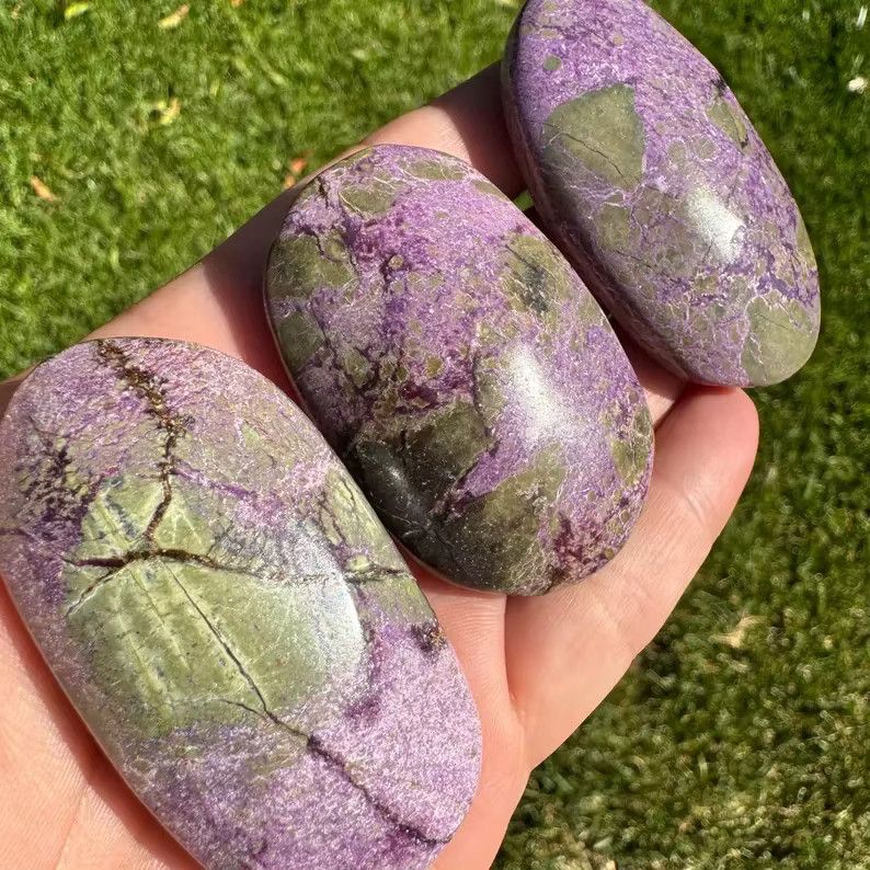 CrystalHola Atlantis-Kristall-Palmenstein in marmoriertem Grün und Violett - Bild 3