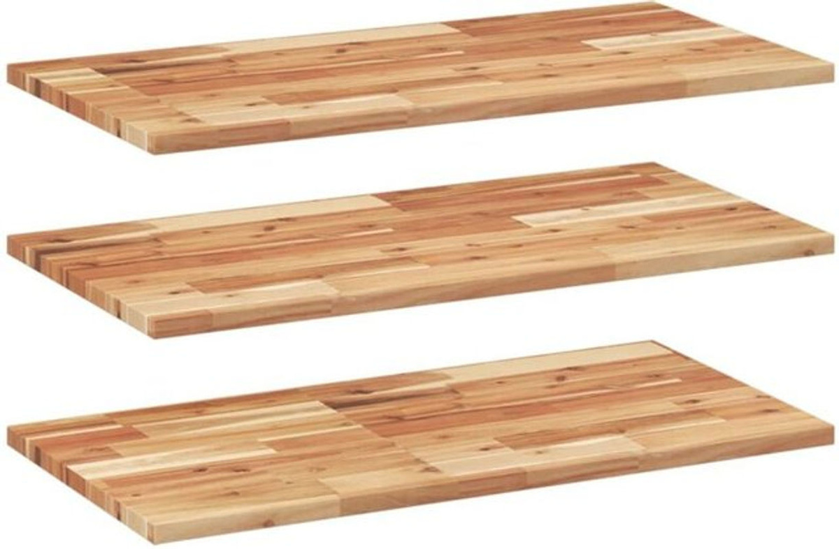 vidaxl Schweberegale Set aus Massivholz Akazie, 3 Stück, Natur Braun, B/H/T: 80 x 2 x 40 cm - Bild 1