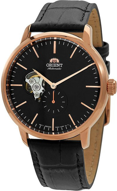 Orient Automatik Herrenuhr, Edelstahl, Leder, 40 mm, Schwarz, 10 ATM - Bild 1