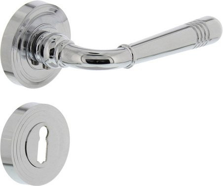 Intersteel Türdrücker Helena mit Rosette in Silber und Grau aus Zink, Durchmesser: 55 mm, Tiefe: 10 mm - Bild 1