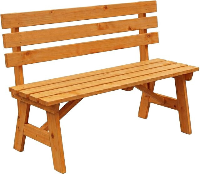 Relaxdays Gartenbank aus Tannenholz in Orange mit Rückenlehne, B/T/H: 116 x 56 x 80 cm - Bild 1