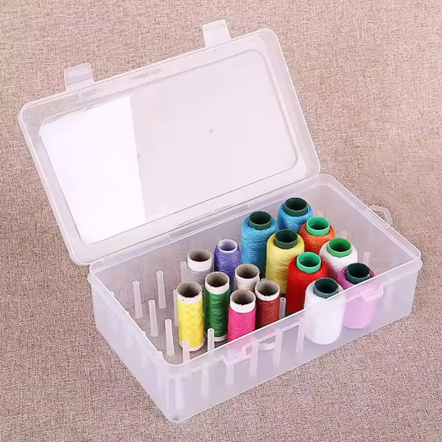 Nähgarnbox aus Kunststoff mit 42 Spulen und Organizer-Tabletts für Bastelspulen - Bild 3