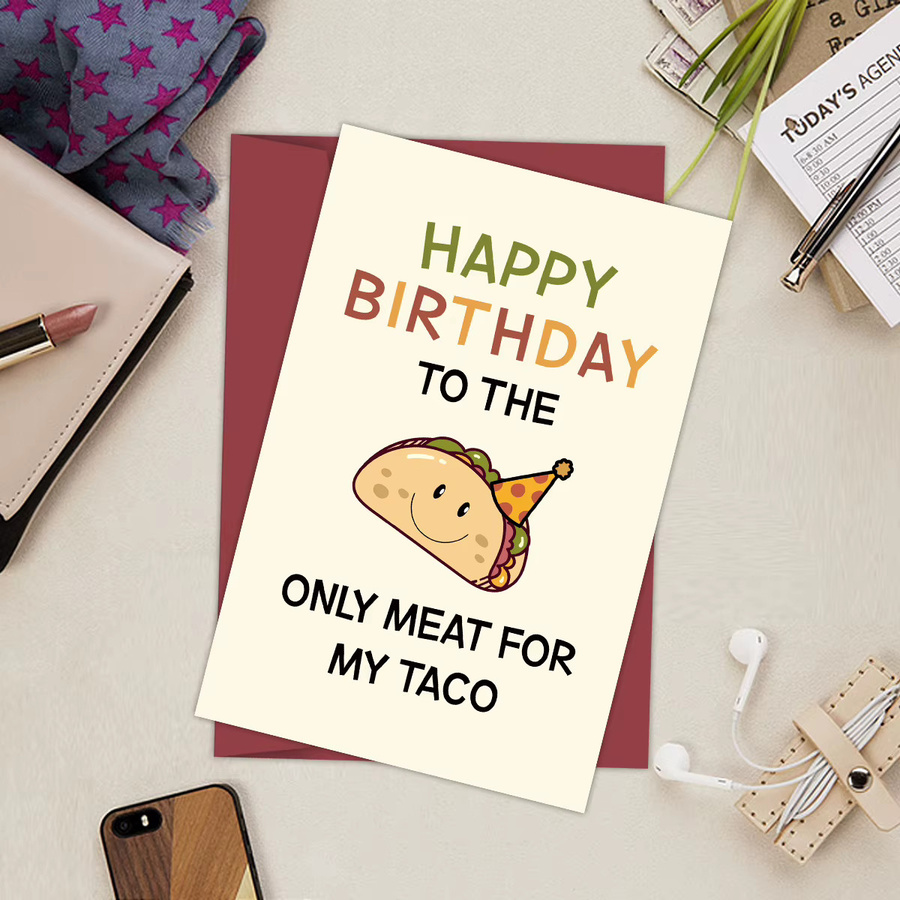 Lustige Taco Geburtstagskarte für Erwachsene, bunte Grußkarte zum Geburtstag aus Papier - Bild 3