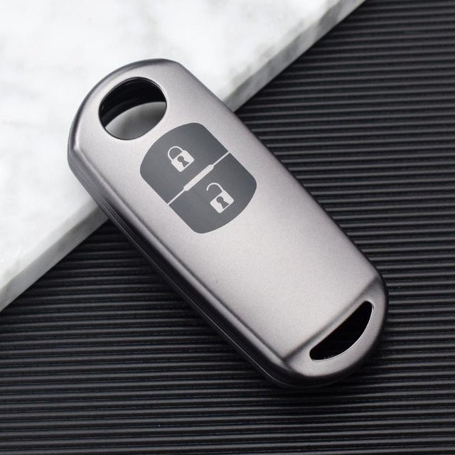 TPU Schlüsselhülle Etui mit Anhänger für Mazda 2 3 5 6 CX-3 CX-5 CX-7 CX-9 in Grau - Bild 1