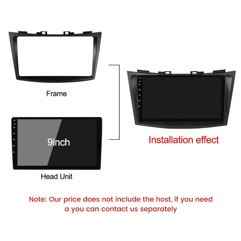 Navifly Multimedia Head Unit Rahmen Fascia Adapter mit Canbus Box Decoder für Suzuki Swift 4 (2011–2016), 9 Zoll, Schwarz - Bild 4