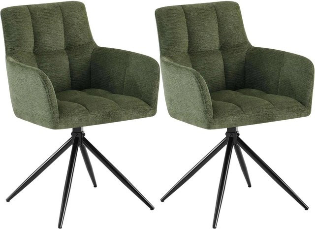 2er Set Esszimmerstühle DELUKE DEBAS in Grün aus Stoff mit Metallgestell, B/T/H: 59 x 59 x 87 cm - Bild 1