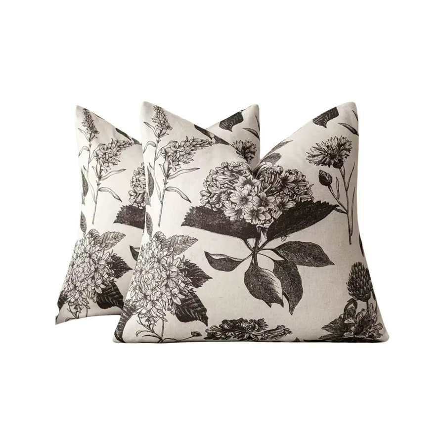 Vintage-Kissenbezug aus Polyester mit braunem Blumenmuster, quadratisch, Breite: 45 cm - Bild 2