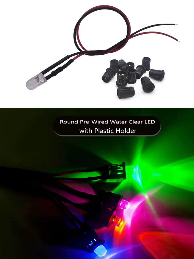 100 Stück flackernde LED-Kerzen von TiaoChongYi, 5 mm, DC5–12 V, vorverdrahtet, Multicolor, Höhe: 20 cm - Bild 4