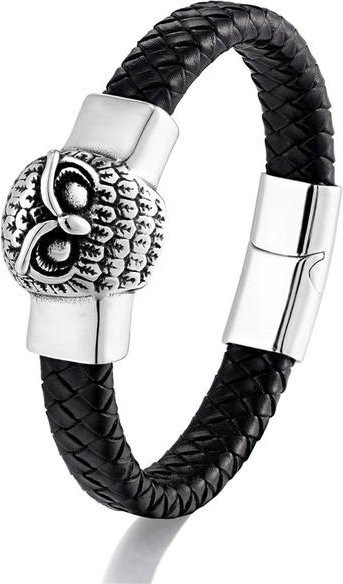 Allbestart Armband, Edelstahl, Silber, Leder, Unisex, 23cm - Bild 1