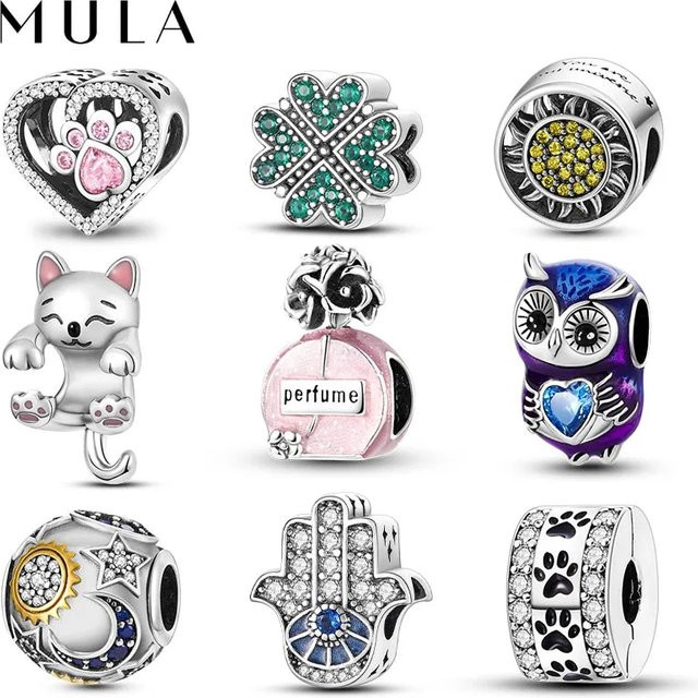 Mula Charm Katze Herz Perle, versilbert, Unisex - Bild 1