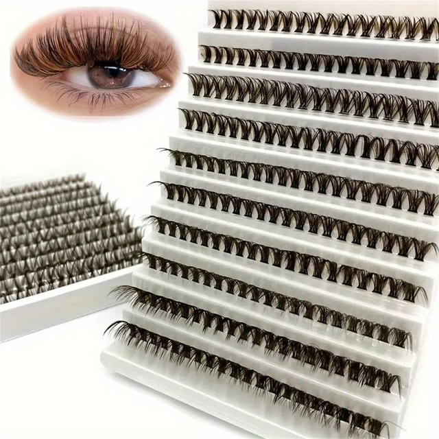 LIMEIKAI Cluster-Wimpern, braun, 40D, 200 Stück, Unisex - Bild 1