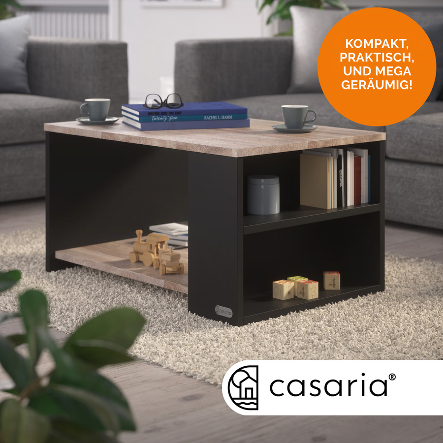Couchtisch Santa Cruz von CASARIA in Holz und Grau, rechteckig, B/T/H: 90 x 60 x 50 cm - Bild 2