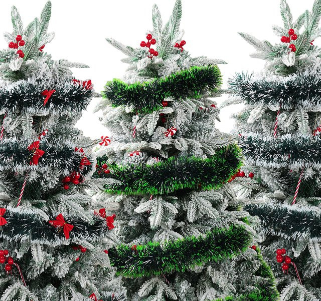PATIMATE Weihnachtsbaum-Lametta-Girlande in Grün, 5 m metallische Twist-Girlande als Weihnachtsdekoration für Zuhause und Neujahrsparty - Bild 1