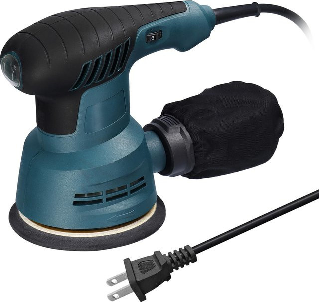 Aimo Tragbarer elektrischer Exzenterschleifer 300 W mit 125 mm Schleifplatte in Blau - Bild 1