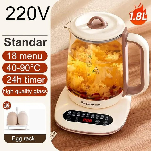 Chigo Multifunktionaler Elektrischer Teekocher mit Sieb, Weiß, 1,8 l - Bild 1