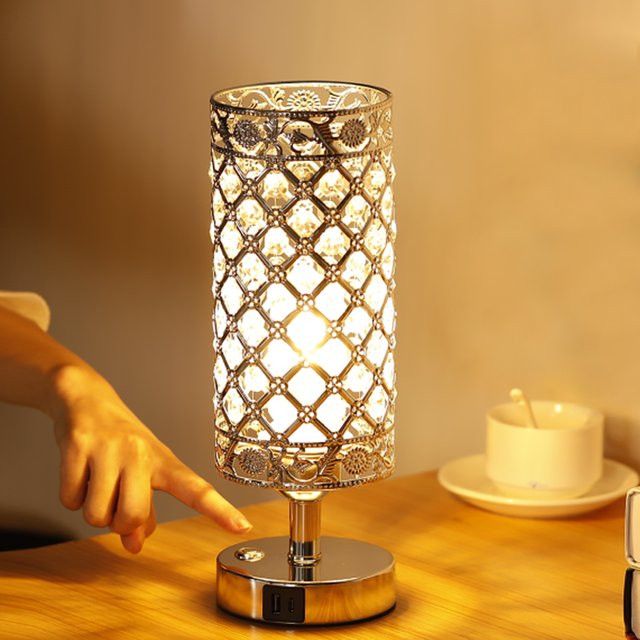 LINCCW Dimmbare Stehlampe mit Crystal Shade und Akku via USB C+A Anschluss - Bild 1