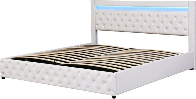 okwish Polsterbett mit LED-Beleuchtung und Lift-up-Funktion in Weiß, B/T/H: 180 x 200 x 48 cm - Bild 1