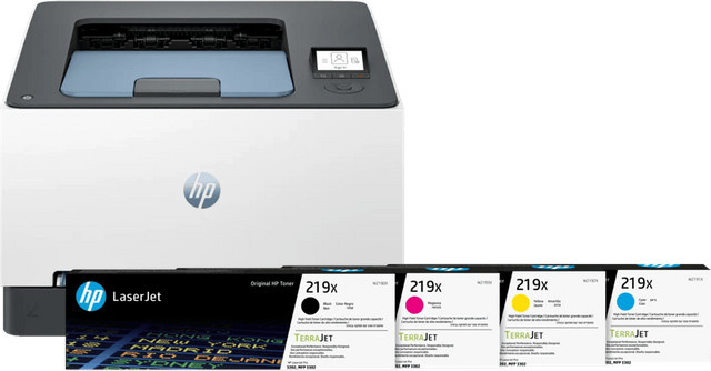 HP Color LaserJet 3202dw Farblaserdrucker in Weiß inklusive XL-Toner-Ersatzset mit USB und Wi-Fi - Bild 1