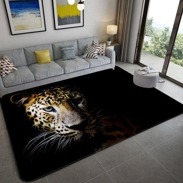 Yiran Furniture Teppich mit Leopard Muster in Schwarz, 3D Tierprint, rutschfest und waschbar, B/T: 120 x 80 cm - Bild 1