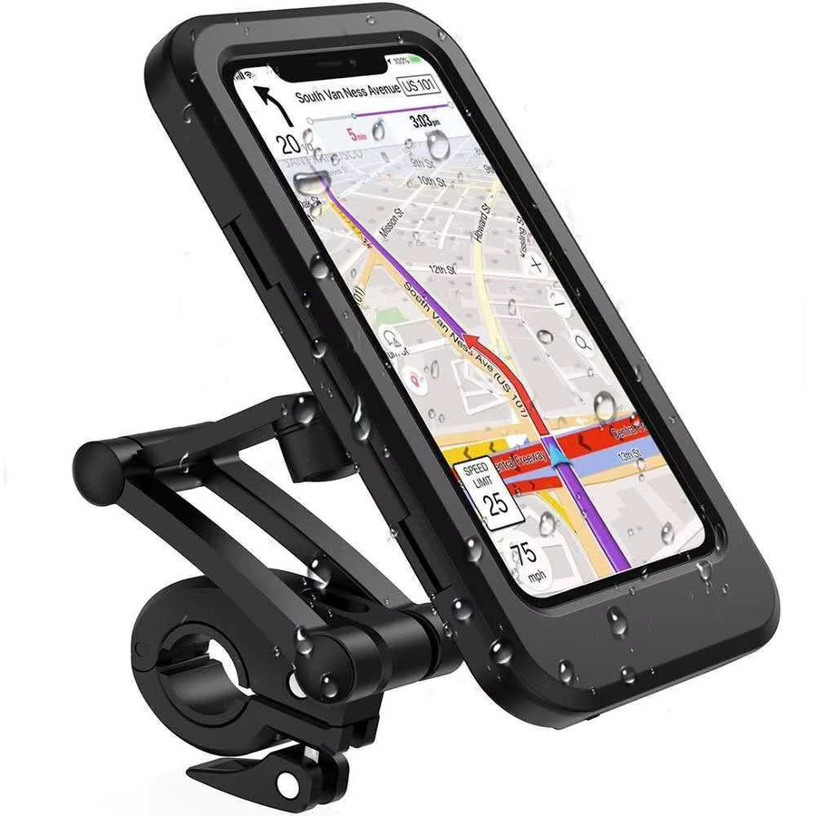 Universal Handyhalterung für Motorrad und Fahrrad mit 360 Grad Verstellbarkeit für GPS und Navigation, Schwarz - Bild 2